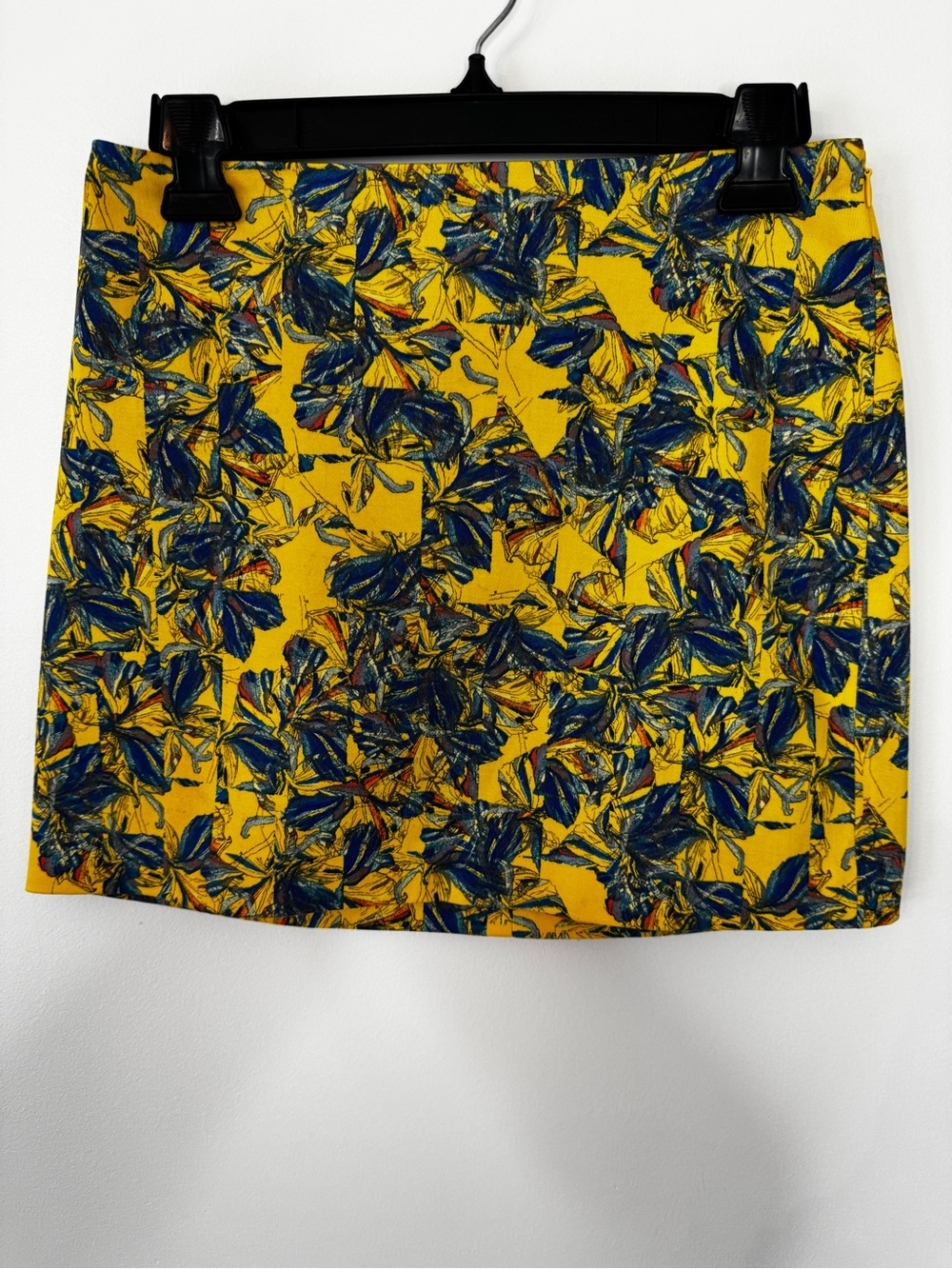 Club Monaco Mini Skirt Mini Rock Floral Botanical Yellow Lined Mod Bright Sz 2